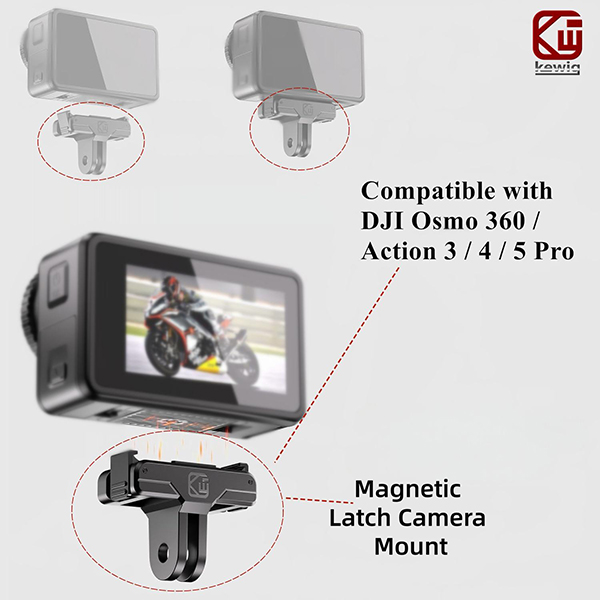 Kewig Magnetic Quick-Release Adapter Camera Mount Compatible with DJI Osmo 360 / Action 3/4 / 5 Pro Action Camera Sport Camera