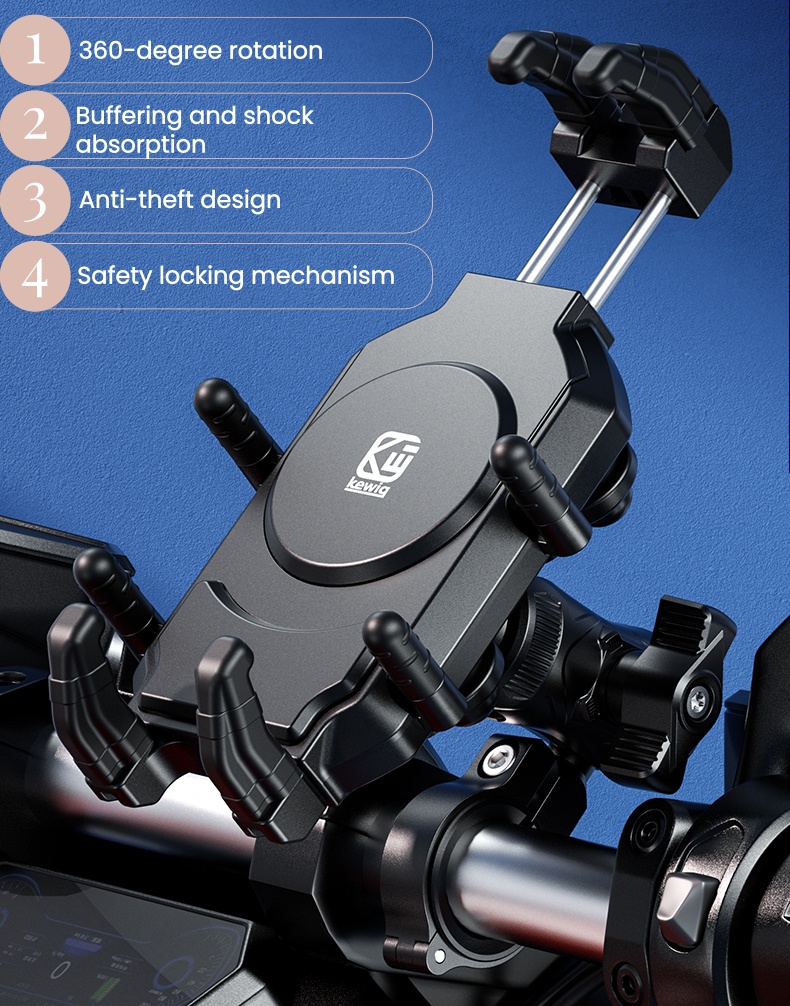Delivery Rider Motorcycle Phone Holder Anti-Vibration with USB-C Fast Charging Port Universal for Scooter & Electric Bike