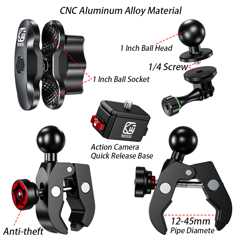 niversal Motorcycle Handlebar Camera Mount Clamp Kit 1